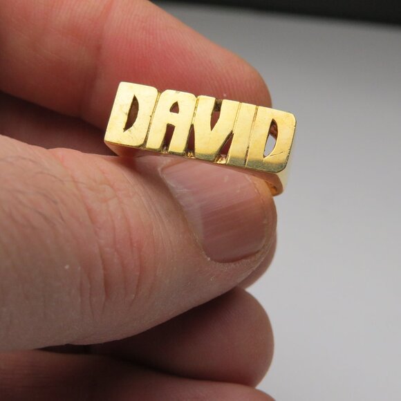 14k Gold Name Ring DAVID Hand Made